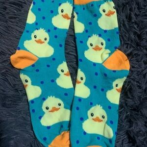Duck Patterned Socks with Orange Accents